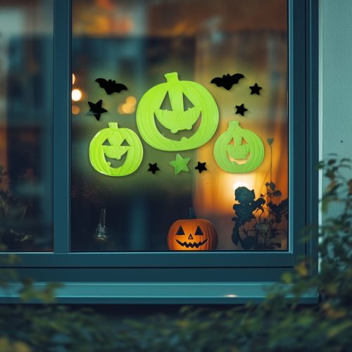 Halloween-i foszforeszkáló tök alakú ablakdekor (56543A)