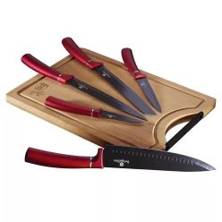   Berlinger Haus Metallic Line Burgundy 6 részes késkészlet bambusz vágódeszkával (BH2552AN)