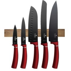   Berlinger Haus Metallic Line Burgundy 6 részes késkészlet akácfa mágneses fali tartóval(BH2886)