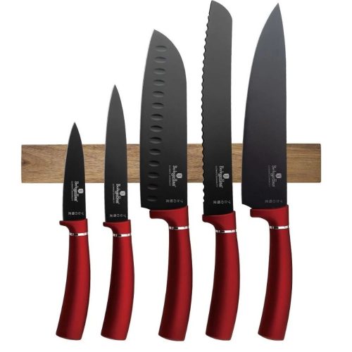 Berlinger Haus Metallic Line Burgundy 6 részes késkészlet akácfa mágneses fali tartóval(BH2886)