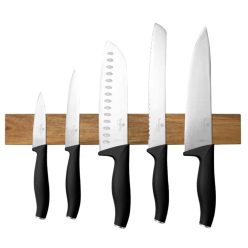   Berlinger Haus Matte Black Collection 6 részes késkészlet akácfa mágneses fali tartóval (BH2943)
