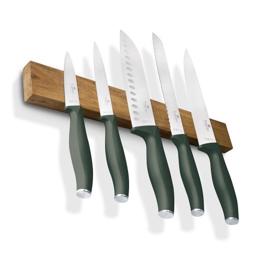Berlinger Haus Matte Green Collection 6 részes késkészlet akácfa mágneses fali tartóval (BH2978)