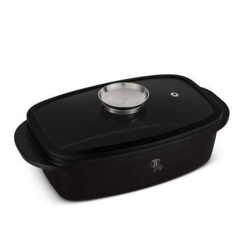 Berlinger Haus Matte Black Collection Pecsenyesütő fedővel és aroma gombbal 32 cm (BH8779)