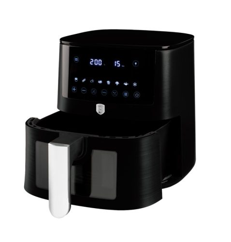 Berlinger Haus Matte Black Collection air fryer 8 literes digitális olaj nélküli sütő látható ablakkal (BH9605)