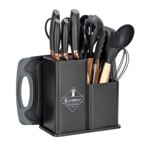 Elitehoff 19 db-os késből és konyhai eszközökből álló készlet Fekete (E6069)