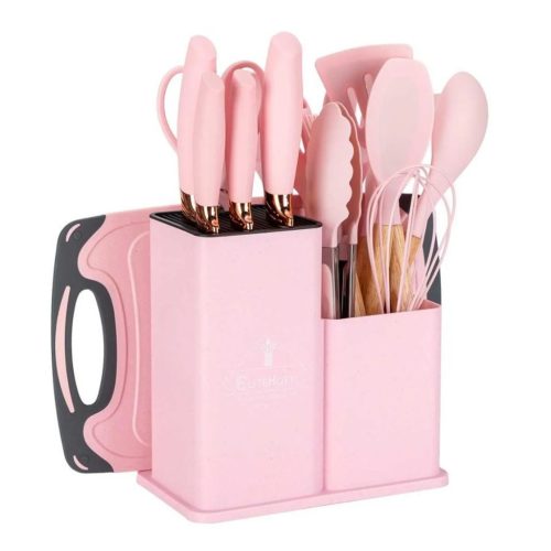 Elitehoff 19 db-os késből és konyhai eszközökből álló készlet Rózsaszín (E6072) 