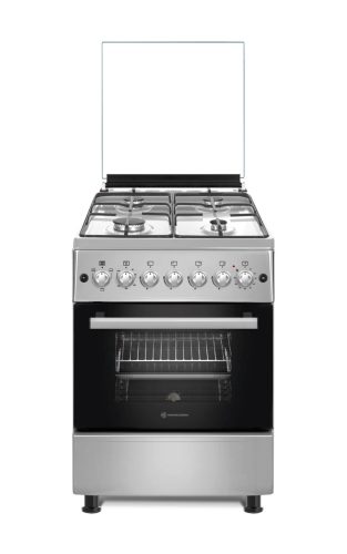 Novacook Inox kombinált tűzhely 56 liter 57 cm,  fix nem lehajtható üveglap (F6B40INOX) 