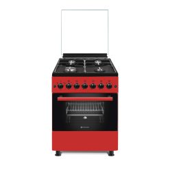   Novacook Meggypiros kombinált tűzhely 56 liter 57 cm, fix nem lehajtható üveglap (F6B40MEGGYPIROS) 