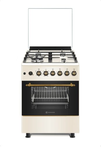 Novacook Retro Bézs kombinált tűzhely 56 liter 60 cm, üvegtetős (F6TS40RBEXLINE60) 