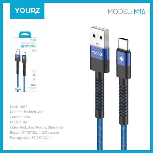 Yourz Usb töltőkábel Type-C (M16) (0275)