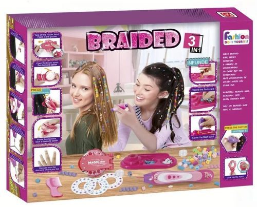 Braided gyöngyös hajfonó és körömdekoráló szett (NO916) (1248)