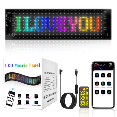 Led Matrix Panel programozható RGB flexibilis LED tábla Bluetooth vezérléssel 35,5 x 10,5 cm (HRP2064) (1929)