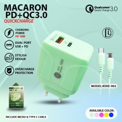 Macaron Usb + Type C töltőfej+kábel (KEKE902IP) (1486)