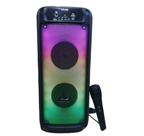KBroad Bluetooth party hangszóró vezetékes mikrofonnal, színes LED fényekkel és USB támogatással (KTS2268)