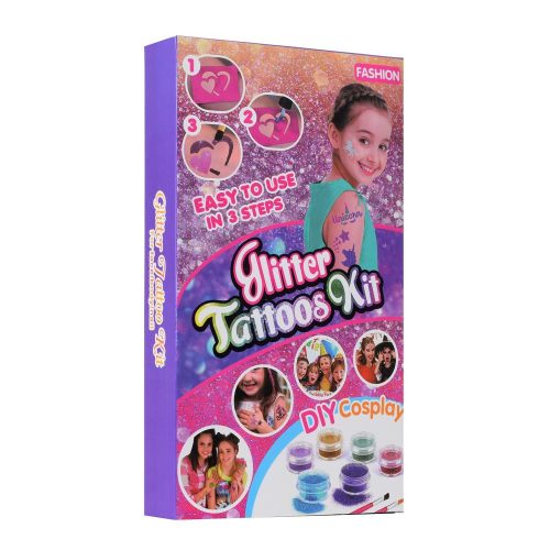 Fashion Glitter tetováló kit, rengeteg felragasztható sablonnal (NO76413) (NO76412) (1685)