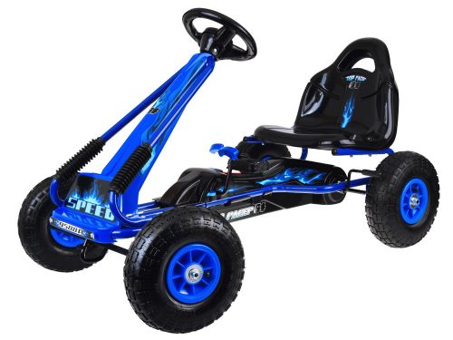 Speed pedálos gokart felfújható kerekekkel - állítható üléssel - szabadonfutóval Kék 30 kg-ig (SPEEDPEDALOSKEK) 