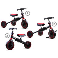   EKR Tiny Bike 3 az 1-ben gyermek 2-3 kerekes futóbicikli és pedálos tricikli 30 kg-ig fekete-piros (TINYBIKEFP)